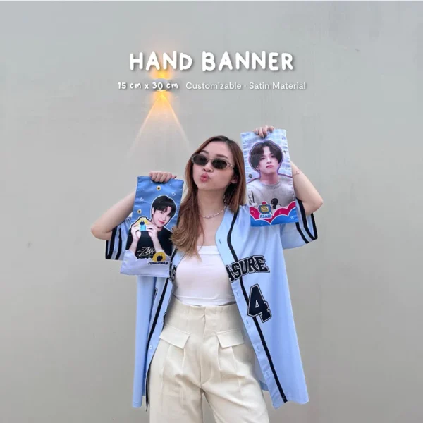 Hand Banner Kain Kpop Bahan Satin Custom 15x30 cm