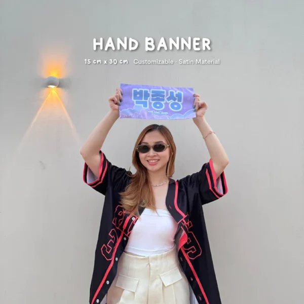 Hand Banner Kain Kpop Bahan Satin Custom 15x30 cm - Image 2